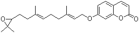 CAS # 83988-95-8, 7-[[(2E,6E)-9-(3,3-Dimethyl-2-oxiranyl)-3,7-dimethyl-2,6-nonadien-1-yl]oxy]-2H-1-benzopyran-2-one, (E,E)-7-[[9-(3,3-Dimethyloxiranyl)-3,7-dimethyl-2,6-nonadienyl]oxy]-2H-1-benzopyran-2-one