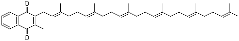 CAS # 84-81-1, Vitamin K2, 2-[(2E,6E,10E,14E,18E)-3,7,11,15,19,23-Hexamethyl-2,6,10,14,18,22-tetracosahexaen-1-yl]-3-methyl-1,4-naphthalenedione