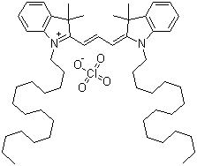 CAS # 84109-11-5, 1,1'-Dihexadecyl-3,3,3',3'-tetramethylindocarbocyanine perchlorate, DiIC16(3) perchlorate