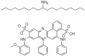 CAS 登录号：84110-50-9, 10-十九烷胺与9-[(2-甲氧基苯基)氨基]-7-苯基-5-(苯基氨基)-4,10-二磺基苯并[a]吩嗪鎓内盐的化合物