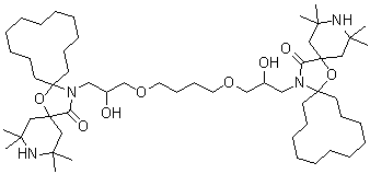 CAS # 84115-94-6, 20-[2-Hydroxy-3-[4-[2-hydroxy-3-(2,2,4,4-tetramethyl-21-oxo-7-oxa-3,20-diazadispiro[5.1.11.2]heneicos-20-yl)propoxy]butoxy]propyl]-2,2,4,4-tetramethyl-7-oxa-3,20-diazadispiro[5.1.11.2]heneicosan-21-one