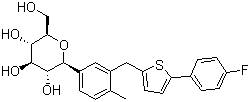 structure of CAS# 842133-18-0, (1S)-1,5-脱氢-1-C-[3-[[5-(4-氟苯基)-2-噻吩基]甲基]-4-甲基苯基]-D-葡萄糖醇