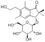 CAS # 84299-80-9, Pterosin D 3-O-glucoside, (R)-3-(beta-D-Glucopyranosyloxy)-2,3-dihydro-6-(2-hydroxyethyl)-2,2,5,7-tetramethyl-1H-inden-1-one
