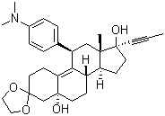CAS # 84371-64-2, (5a,11b,17b)-11-[4-(Dimethylamino)phenyl]-5,17-dihydroxy-17-(1-propynyl)estr-9-en-3-one cyclic 1,2-ethanediyl acetal, (5alpha,11beta,17beta)-11-[4-(Dimethylamino)phenyl]-5,17-dihydroxy-17-(1-propynyl)-estr-9-en-3-one cyclic 1,2-ethanediyl acetal