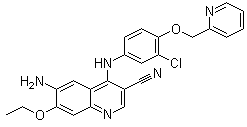 structure of CAS# 848139-78-6, 4-[4-[(2-Pyridyl)methoxy]-3-chloroanilino]-6-amino-3-cyano-7-ethoxyquinoline