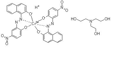 CAS # 84878-20-6, Bis[1-[(2-hydroxy-5-nitrophenyl)azo]-2-naphthalenolato]chromate hydrogen compd. with 2,2',2''-nitrilotris[ethanol] (1:1)