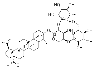Betulinic acid 3beta-O-alpha-L-rhamnopyranosyl-(1->2)-[beta-D-glucopyranosyl-(1->4)]-alpha-L-arabinopyranoside molecular structure (CAS 848784-87-2)