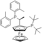 (1S)-1-[Bis(tert-butyl)phosphino]-2-[(1S)-1-[bis(2-methylphenyl)phosphino]ethyl]ferrocene molecular structure (CAS 849924-77-2)