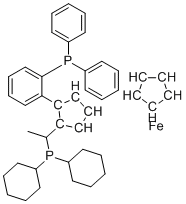 structure of CAS# 849925-19-5, (S)-1-{(SP)-2-[2-(Diphenylphosphino)phenyl]Ferrocenyl}ethyldicyclohexylphosphine