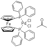 structure of CAS# 851232-71-8, Dichloro(1,1-bis(diphenylphosphino)ferrocene)palladium(II) acetone adduct