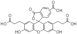 structure of CAS# 85138-49-4, 5(or 6)-Carboxy-3',6'-dihydroxy-3-oxo-spiro[isobenzofuran-1(3H),9''-[9H]xanthene]-2',7'-dipropanoic acid