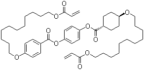 CAS # 852056-55-4, 4-[[11-[(1-Oxo-2-propenyl)oxy]undecyl]oxy]benzoic acid 4-[[[trans-4-[[11-[(1-oxo-2-propenyl)oxy]undecyl]oxy]cyclohexyl]carbonyl]oxy]phenyl ester