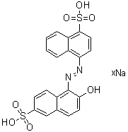 CAS 登录号：85283-71-2, 4-[(2-羟基-6-磺基-1-萘基)偶氮]-1-萘磺酸钠盐