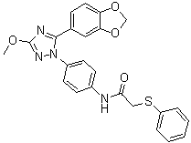 CAS # 853625-60-2, N-[4-[5-(1,3-Benzodioxol-5-yl)-3-methoxy-1H-1,2,4-triazol-1-yl]phenyl]-2-(phenylthio)acetamide, SecinH 3