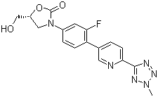structure of CAS# 856866-72-3, 3-[3-Fluoro-4-[6-(2-methyl-2H-tetrazol-5-yl)-3-pyridinyl]phenyl]-5-(hydroxymethyl)-2-oxazolidinone