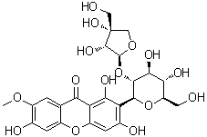 CAS # 857859-82-6, Polygalaxanthone XI, 2-(2-O-D-Apio-beta-D-furanosyl-beta-D-glucopyranosyl)-1,3,6-trihydroxy-7-methoxy-9H-xanthen-9-one