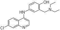 CAS # 86-42-0, Amodiaquine, 4-[(7-Chloro-4-quinolinyl)amino]-2-[(diethylamino)methyl]-phenol, 7-Chloro-4-(3-diethylaminomethyl-4-hydroxyanilino)quinoline