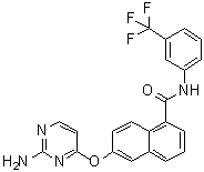 structure of CAS# 861875-60-7, 6-[(2-氨基-4-嘧啶基)氧基]-N-[3-(三氟甲基)苯基]-1-萘甲酰胺