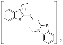 CAS 登录号：862852-92-4, 3-乙基-2-[3-(3-乙基-2(3H)-苯并噻唑亚基)-1-丙烯基]苯并噻唑鎓碘化物二聚体