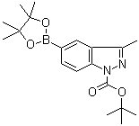CAS # 864770-82-1, 1-N-Boc-3-methyl-indazole-5-boronic acid pinacol ester, 3-Methyl-5-(4,4,5,5-tetramethyl-1,3,2-dioxaborolan-2-yl)-1H-indazole-1-carboxylic acid 1,1-dimethylethyl ester��3-Methyl-5-(4,4,5,5-tetramethyl-1,3,2-dioxaborolan-2-yl)-1H-indazole-1-carboxylate, 1-N-Boc-5-(4,4,5,5-tetramethyl-1,3,2-dioxaborolan-2-yl)-3-Methylindazole