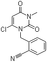 structure of CAS# 865758-96-9, 2-[(6-Chloro-3,4-dihydro-3-methyl-2,4-dioxo-1(2H)-pyrimidinyl)methyl]benzonitrile