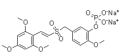 CAS # 865784-01-6, Briciclib sodium, (E)-5-[[(2,4,6-Trimethoxystyryl)sulfonyl]methyl]-2-methoxyphenyl dihydrogen phosphate disodium salt, ON 013105