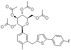 structure of CAS# 866607-35-4, (1S)-1,5-脱水-1-C-[3-[[5-(4-氟苯基)-2-噻吩基]甲基]-4-甲基苯基]-D-山梨糖醇四乙酸酯