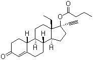 CAS # 86679-33-6, Levonorgestrel butanoate, Levonorgestrel butyrate, (17alpha)-13-Ethyl-17-(1-oxobutoxy)-18,19-dinorpregn-4-en-20-yn-3-one