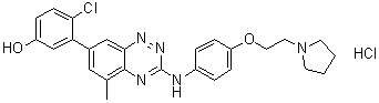 CAS 登录号：867331-64-4, 4-氯-3-[5-甲基-3-[[4-[2-(1-吡咯烷基)乙氧基]苯基]氨基]-1,2,4-苯并三嗪-7-基]苯酚单盐酸盐