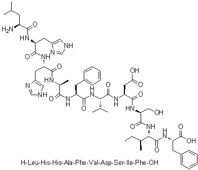 CAS 登录号：868527-33-7, L-亮氨酰-L-组氨酰-L-组氨酰-L-丙氨酰-L-苯丙氨酰-L-缬氨酰-L-alpha-天冬氨酰-L-丝氨酰-L-异亮氨酰-L-苯丙氨酸