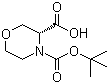 structure of CAS# 869681-70-9, 4-Boc-3(R)-morpholinecarboxylic acid