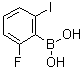 structure of CAS# 870777-22-3, 2-Fluoro-6-iodophenylboronic acid