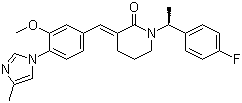 CAS # 870843-42-8, (E)-1-[(1S)-1-(4-Fluorophenyl)ethyl]-3-[3-methoxy-4-(4-methyl-1H-imidazol-1-yl)benzylidene]piperidin-2-one