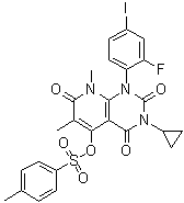structure of CAS# 871700-32-2, 3-环丙基-1-(2-氟-4-碘苯基)-6,8-二甲基-2,4,7-三氧代-1,2,3,4,7,8-六氢吡啶并[2,3-d]嘧啶-5-基对甲苯磺酸酯