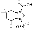 structure of CAS# 873189-09-4, 3-Methylsulfonyl-6,6-dimethyl-4-oxo-4,5,6,7-tetrahydrobenzo[c]thiophene-1-carboxylic acid