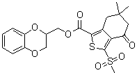 CAS # 873189-11-8, 3-Methylsulfonyl-6,6-dimethyl-4-oxo-4,5,6,7-tetrahydrobenzo[c]thiophene-1-carboxylic acid (2,3-dihydrobenzo[1,4]dioxin-2-yl)methyl ester
