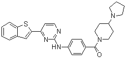 structure of CAS# 873225-46-8, 1-[4-[(4-Benzo[b]thien-2-yl-2-pyrimidinyl)amino]benzoyl]-4-(1-pyrrolidinyl)piperidine