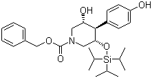CAS # 873945-27-8, Benzyl (3R,4R,5S)-3-hydroxy-4-(4-hydroxyphenyl)-5-(triisopropylsilanyloxy)piperidine-1-carboxylate, (3R,4R,5S)-3-Hydroxy-4-(4-hydroxyphenyl)-5-[[tris(1-methylethyl)silyl]oxy]-1-piperidinecarboxylic acid phenylmethyl ester