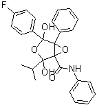 CAS # 873950-19-7, 4-(4-Fluorophenyl)-2,4-dihydroxy-2-(1-methylethyl)-N,5-diphenyl-3,6-dioxabicyclo[3.1.0]hexane-1-carboxamide