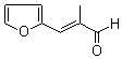 CAS # 874-66-8, 2-Methyl-3-(2-furyl)-2-propenal, 2-Methyl-3-(2-furyl)acrolein, 2-Methyl-3-(��-furyl)propenal-2, 3-(2-(Furanyl)-2-methyl-2-propenal, 3-(2-Furyl)-2-methylprop-2-enal
