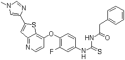 CAS # 875337-44-3, MGCD-265, N-(3-Fluoro-4-(2-(1-methyl-1H-imidazol-4-yl)thieno[3,2-b]pyridin-7-yloxy)phenylcarbamothioyl)-2-phenylacetamide