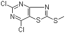 structure of CAS# 87789-35-3, 5,7-二氯-2-(甲硫基)噻唑并[4,5-d]嘧啶