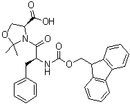 structure of CAS# 878797-01-4, (4S)-3-[(2S)-2-[[芴甲氧羰基]氨基]-1-氧代-3-苯基丙基]-2,2-二甲基-4-恶唑烷羧酸