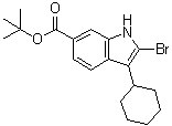 CAS # 879498-90-5, tert-Butyl 2-bromo-3-cyclohexyl-1H-indole-6-carboxylate, 2-Bromo-3-cyclohexyl-1H-indole-6-carboxylic acid 1,1-dimethylethyl ester