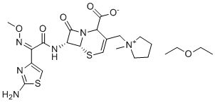 CAS # 88040-25-9, Delta2-Cefepime, (6R,7R)-7-[[(2Z)-2-(2-amino-1,3-thiazol-4-yl)-2-methoxyiminoacetyl]amino]-3-[(1-methylpyrrolidin-1-ium-1-yl)methyl]-8-oxo-5-thia-1-azabicyclo[4.2.0]oct-3-ene-2-carboxylate,ethoxyethane