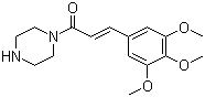 CAS # 88053-13-8, 1-(1-Piperazinyl)-3-(3,4,5-trimethoxyphenyl)-2-propen-1-one, 1-[1-Oxo-3-(3,4,5-trimethoxyphenyl)-2-propenyl]piperazine