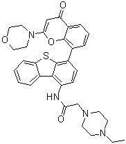 CAS # 881375-00-4, KU 0060648, 4-Ethyl-N-[4-[2-(4-morpholinyl)-4-oxo-4H-1-benzopyran-8-yl]-1-dibenzothienyl]-1-piperazineacetamide