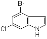 structure of CAS# 885519-23-3, 4-溴-6-氯-1H-吲哚
