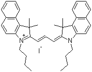 CAS # 886046-46-4, 3-Butyl-2-[3-(3-butyl-1,3-dihydro-1,1-dimethyl-2H-benz[e]indol-2-ylidene)-1-propen-1-yl]-1,1-dimethyl-1H-benz[e]indolium iodide