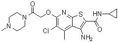 structure of CAS# 886047-22-9, 3-氨基-5-氯-N-环丙基-4-甲基-6-[2-(4-甲基-1-哌嗪基)-2-氧代乙氧基]-噻吩并[2,3-b]吡啶-2-甲酰胺